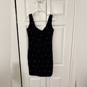 Elegant vintage “Tiffany’s inspired” Black Dress with White pearl Accents